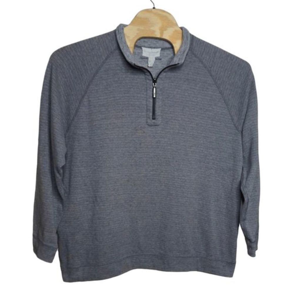 Tommy Bahama Men's Reversible Sz 2X Gray Cotton Long Sleeve 1/4 Zip Pullover